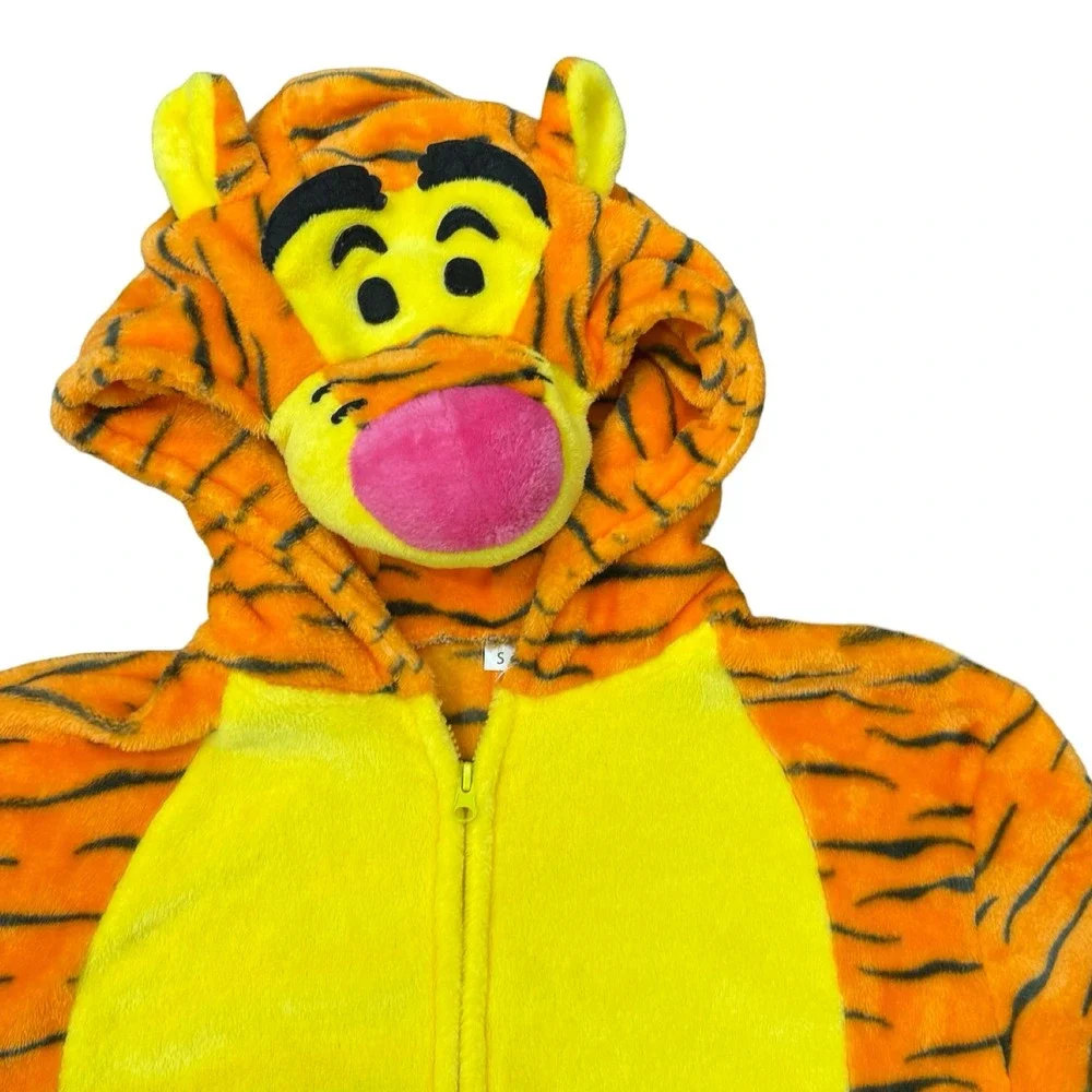 Disney Tigger Character Fleece Union Suit Pajamas Orange Small Halloween cozy